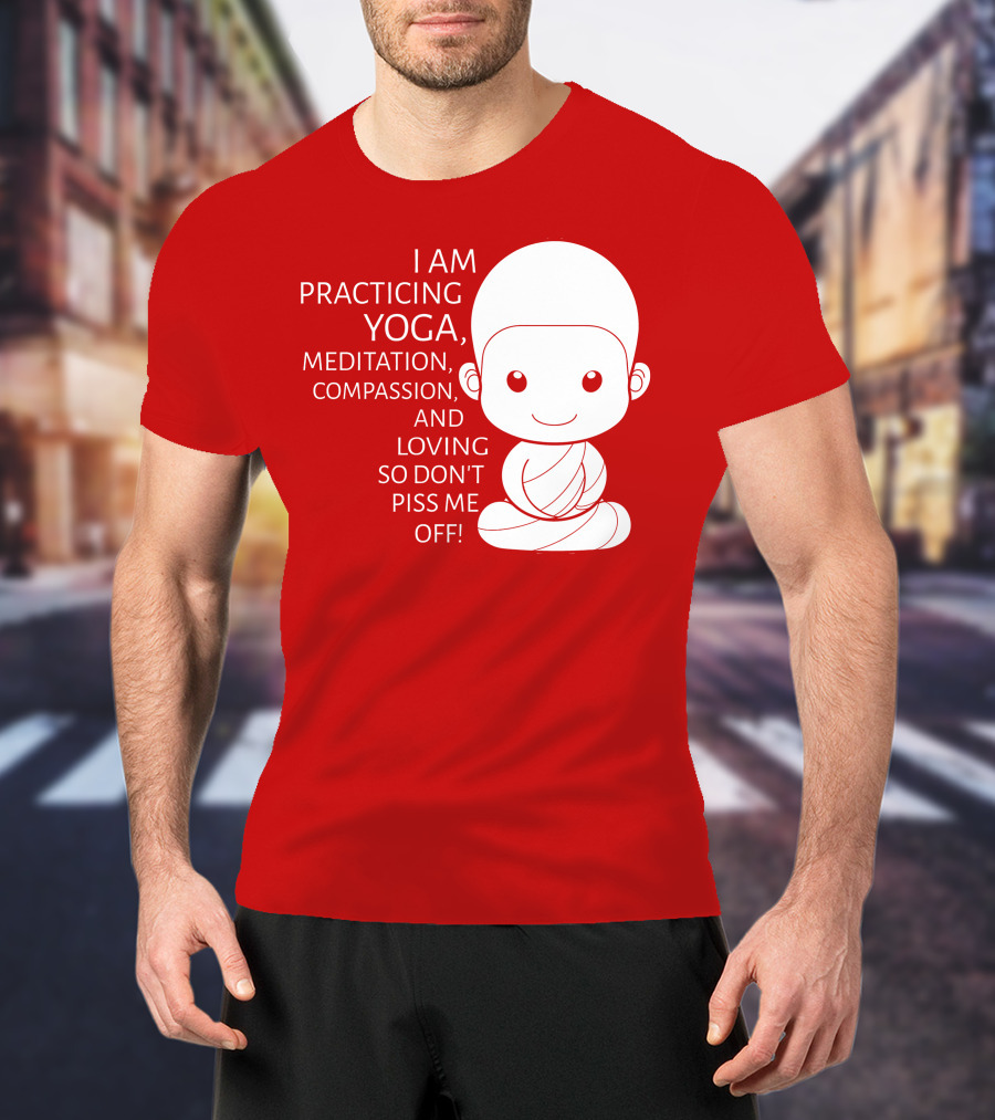 I Am Practicing Yoga Meditation Compassion And Loving So Don't Piss Me Off T-Shirt