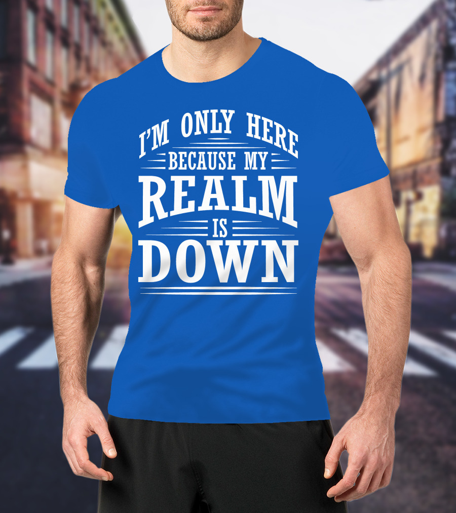 I'm Only Here Because My Realm Is Down Gaming Humor T-Shirt