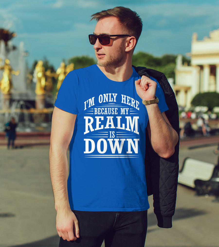 I'm Only Here Because My Realm Is Down Gaming Humor T-Shirt