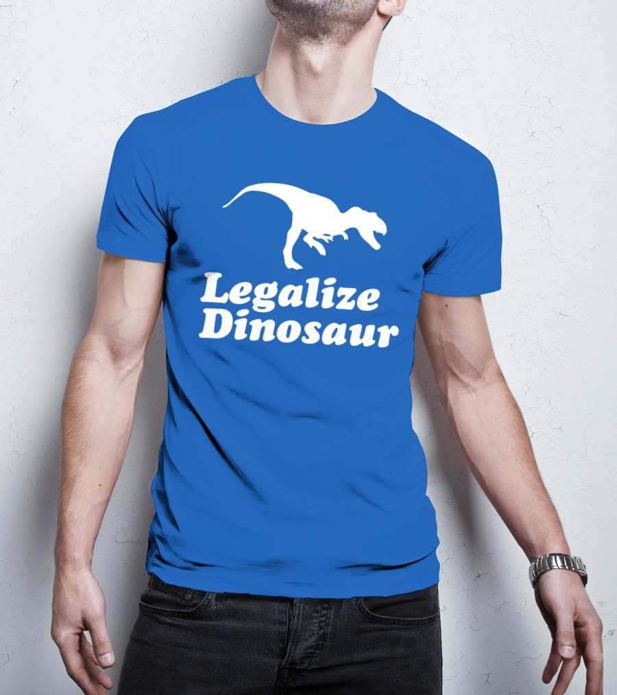Legalize Dinosaur T-Rex Silhouette On Blue T-Shirt