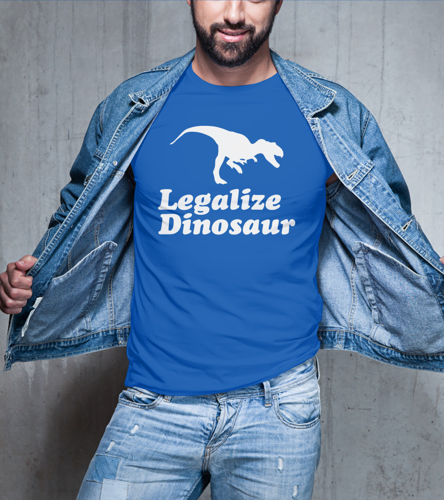 Legalize Dinosaur T-Rex Silhouette On Blue T-Shirt