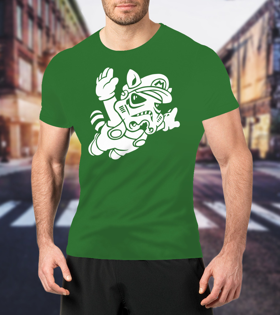 Tanooki Trooper Mashup M Helmet Raccoon Tail T-Shirt
