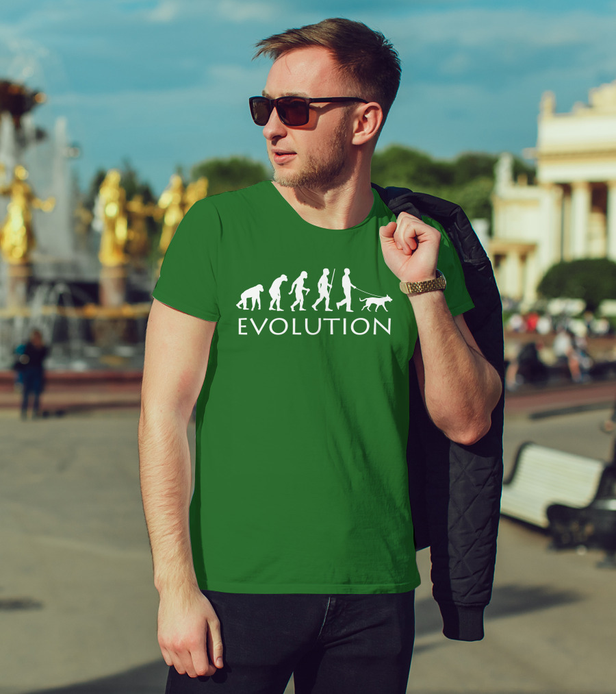 Evolution Human Dog Walker Progression Steps T-Shirt