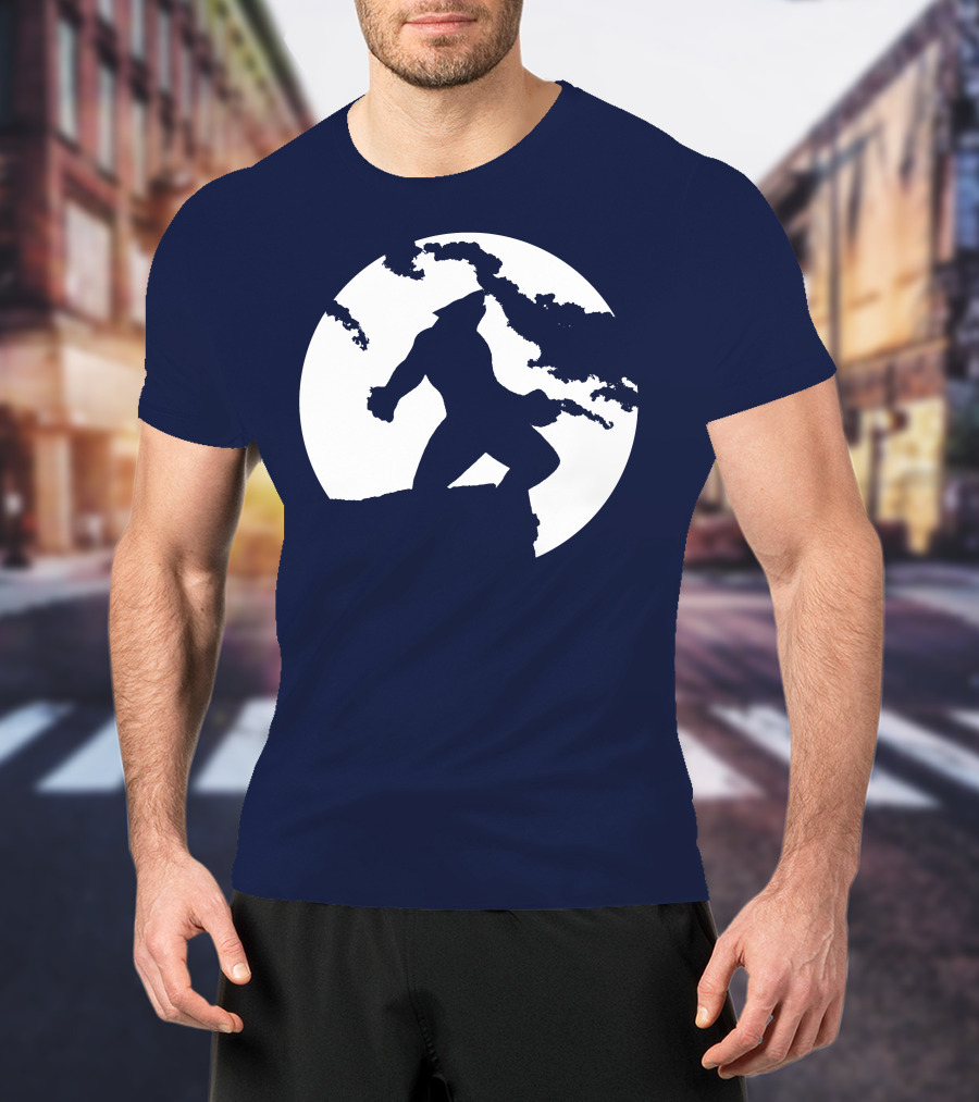 Wolf Standing Boldly Against The Moon Edge T-Shirt