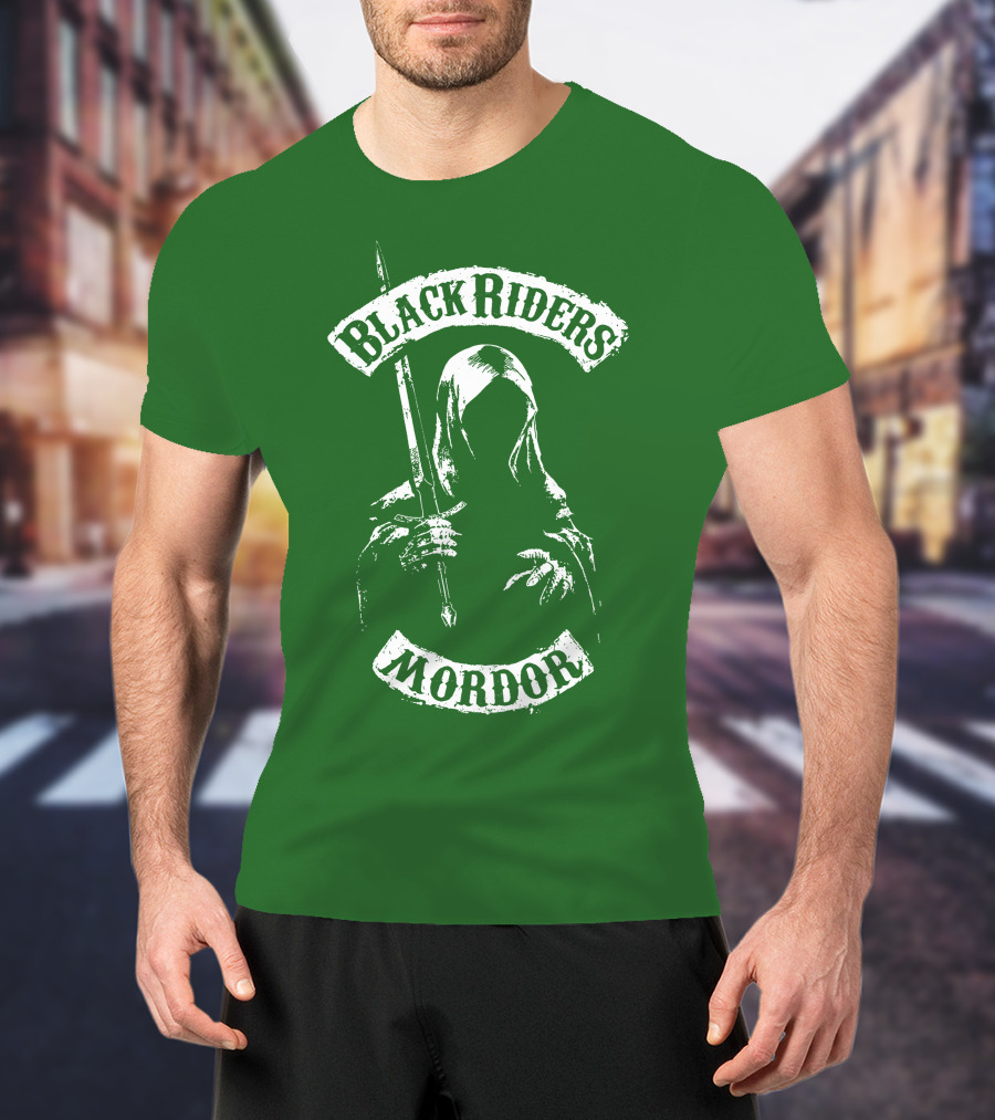 Black Riders Mordor Nazgûl Wraiths Sword Green Background T-Shirt