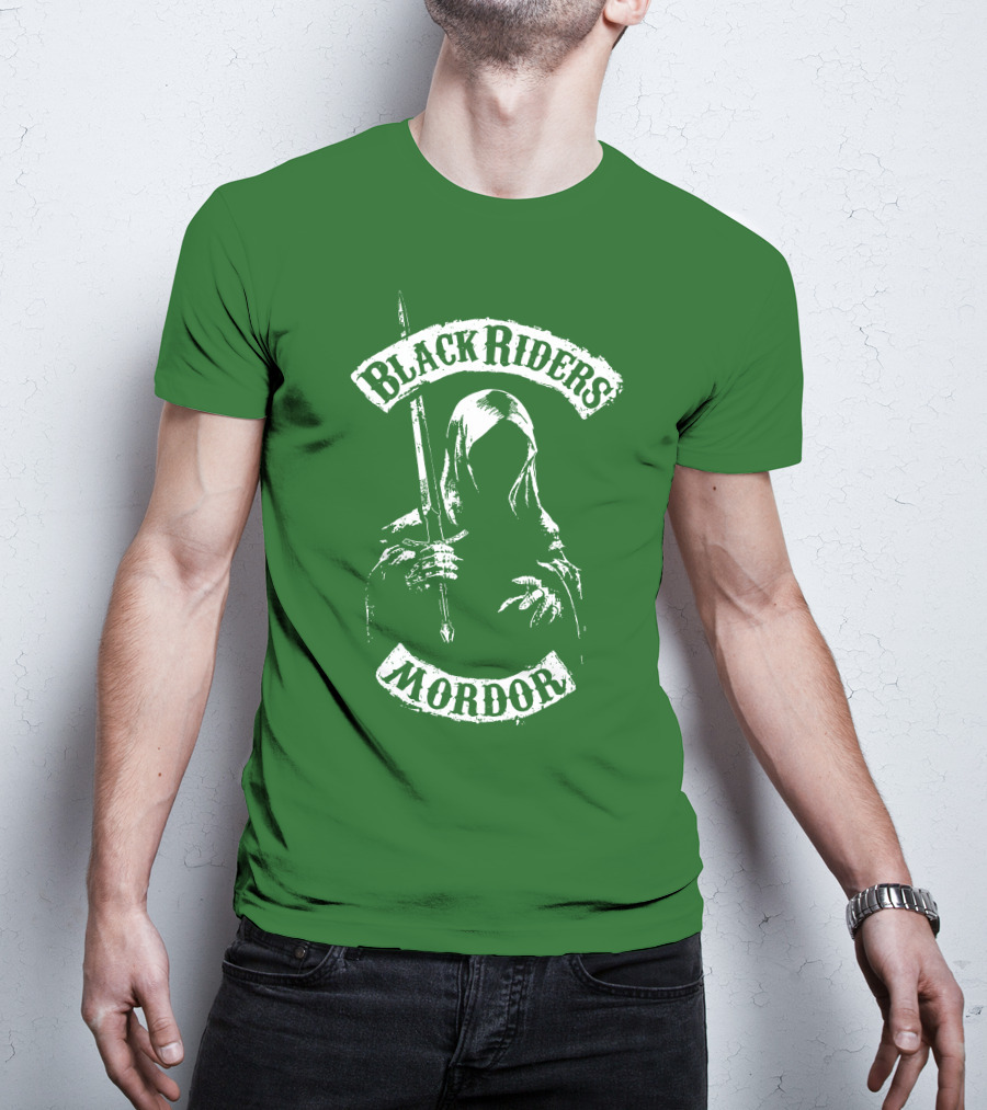 Black Riders Mordor Nazgûl Wraiths Sword Green Background T-Shirt