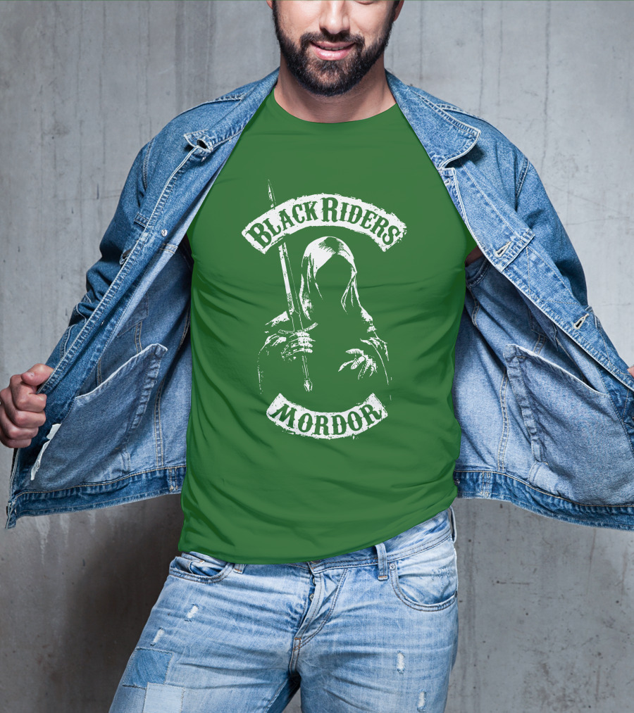 Black Riders Mordor Nazgûl Wraiths Sword Green Background T-Shirt