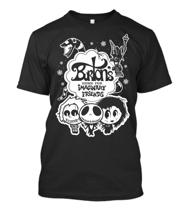 Burton's Home For Imaginary Friends Halloween Characters Art Black T-Shirt
