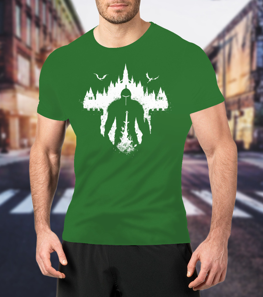Warrior Soul Medieval Knight Silhouette With Sword And Castle In Background T-Shirt