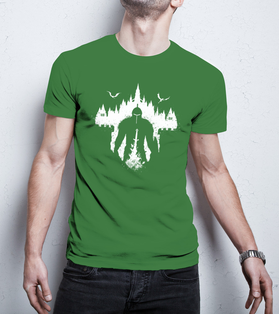 Warrior Soul Medieval Knight Silhouette With Sword And Castle In Background T-Shirt
