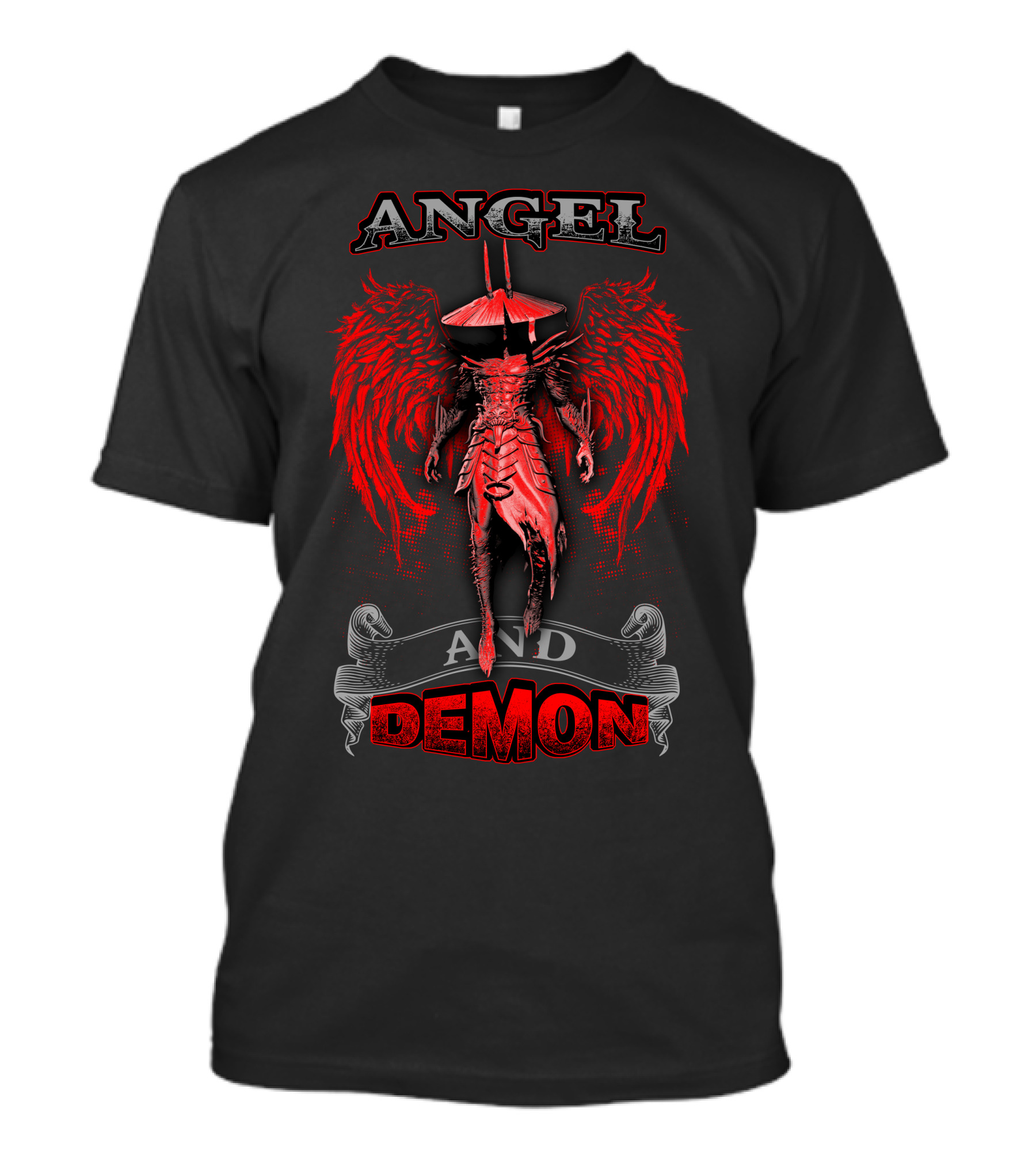 Angel And Demon Heavenly Warrior With Fiery Wings T-Shirt