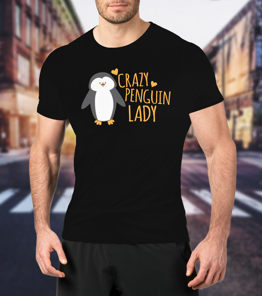 CRAZY PENGUIN LADY Cute Heart Penguin T-Shirt