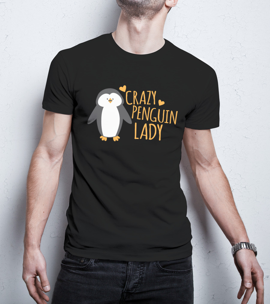 CRAZY PENGUIN LADY Cute Heart Penguin T-Shirt