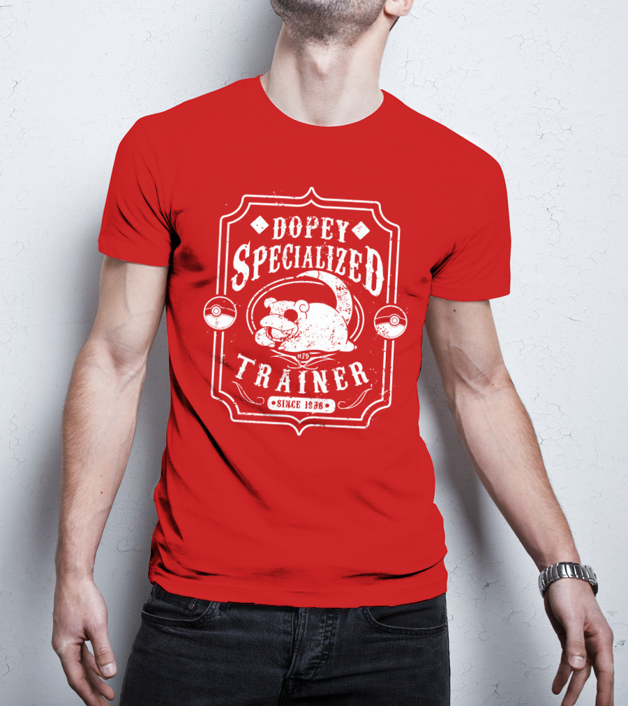 Dopey Specialized Trainer Slowpoke Since 1996 Pokéball Red Badge T-Shirt