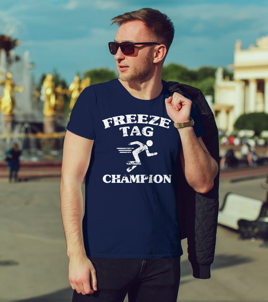 Freeze Tag Champion Retro Style Runner Vintage Text T-Shirt