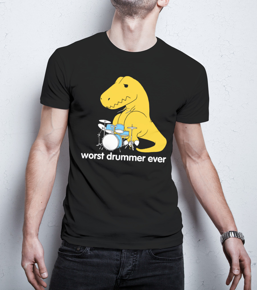 Worst Drummer Ever T-Rex With Drum Set T-Shirt
