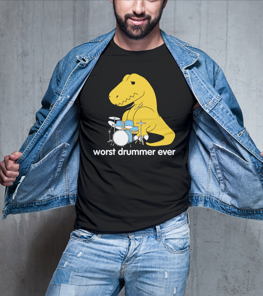 Worst Drummer Ever T-Rex With Drum Set T-Shirt