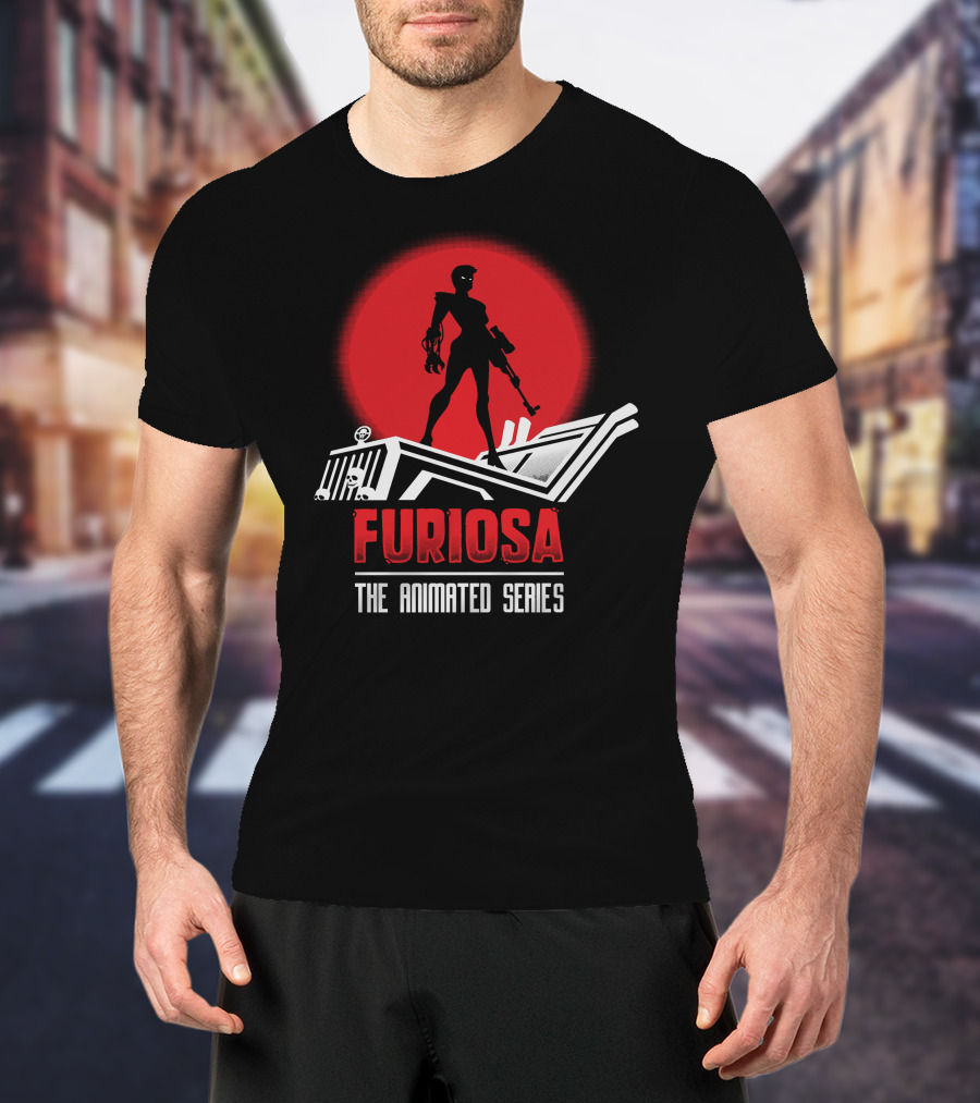 Furiosa The Animated Series Red Sun Silhouette Jeep T-Shirt