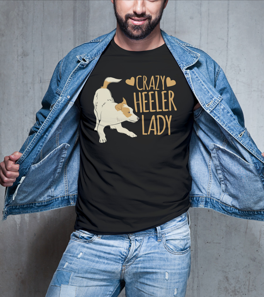 Crazy Heeler Lady With Hearts And Dog T-Shirt