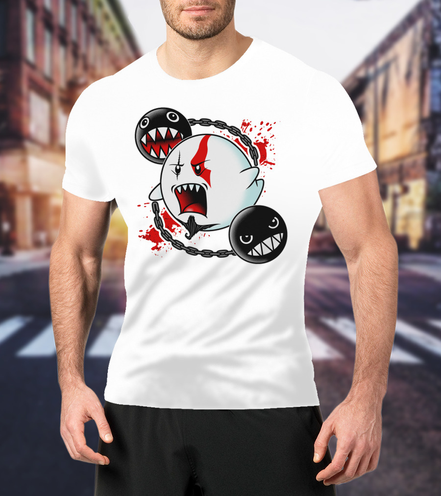 Ghost Of Sparta Boo Meets Chain Chomp Splatter T-Shirt