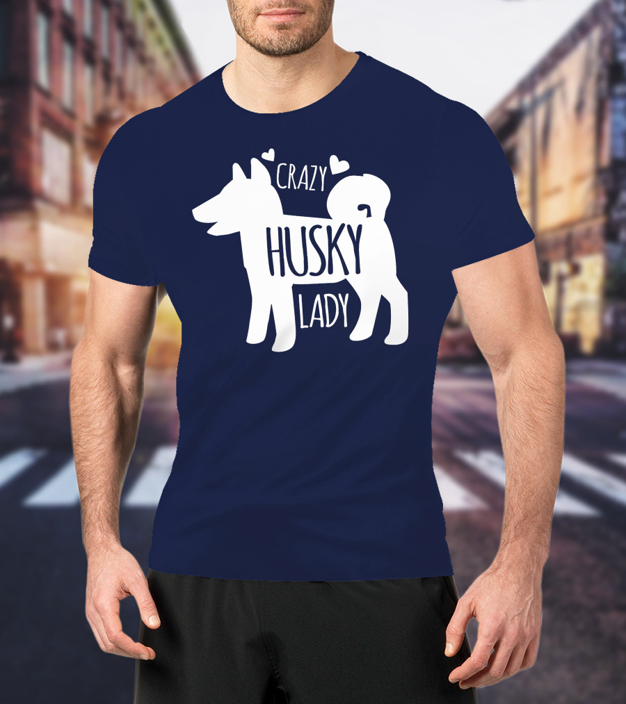 Crazy Husky Lady With Hearts Dog T-Shirt