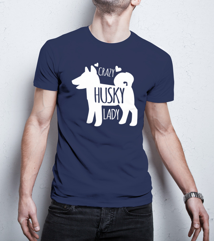 Crazy Husky Lady With Hearts Dog T-Shirt