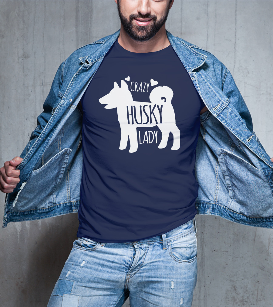 Crazy Husky Lady With Hearts Dog T-Shirt