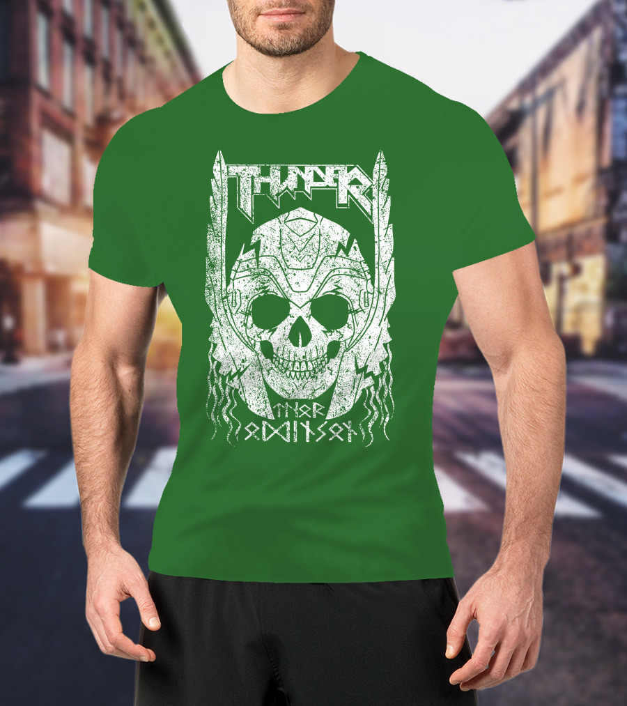 THUNDER Thor Odin Son Skull T-Shirt