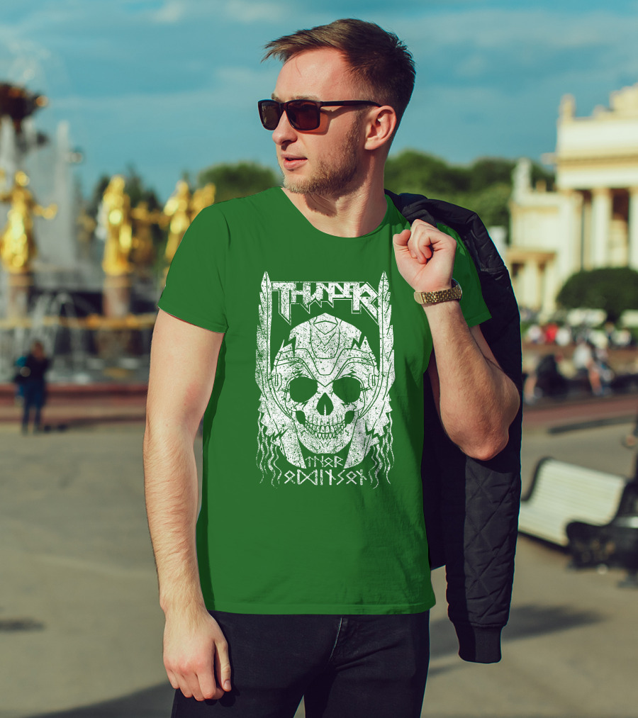 THUNDER Thor Odin Son Skull T-Shirt
