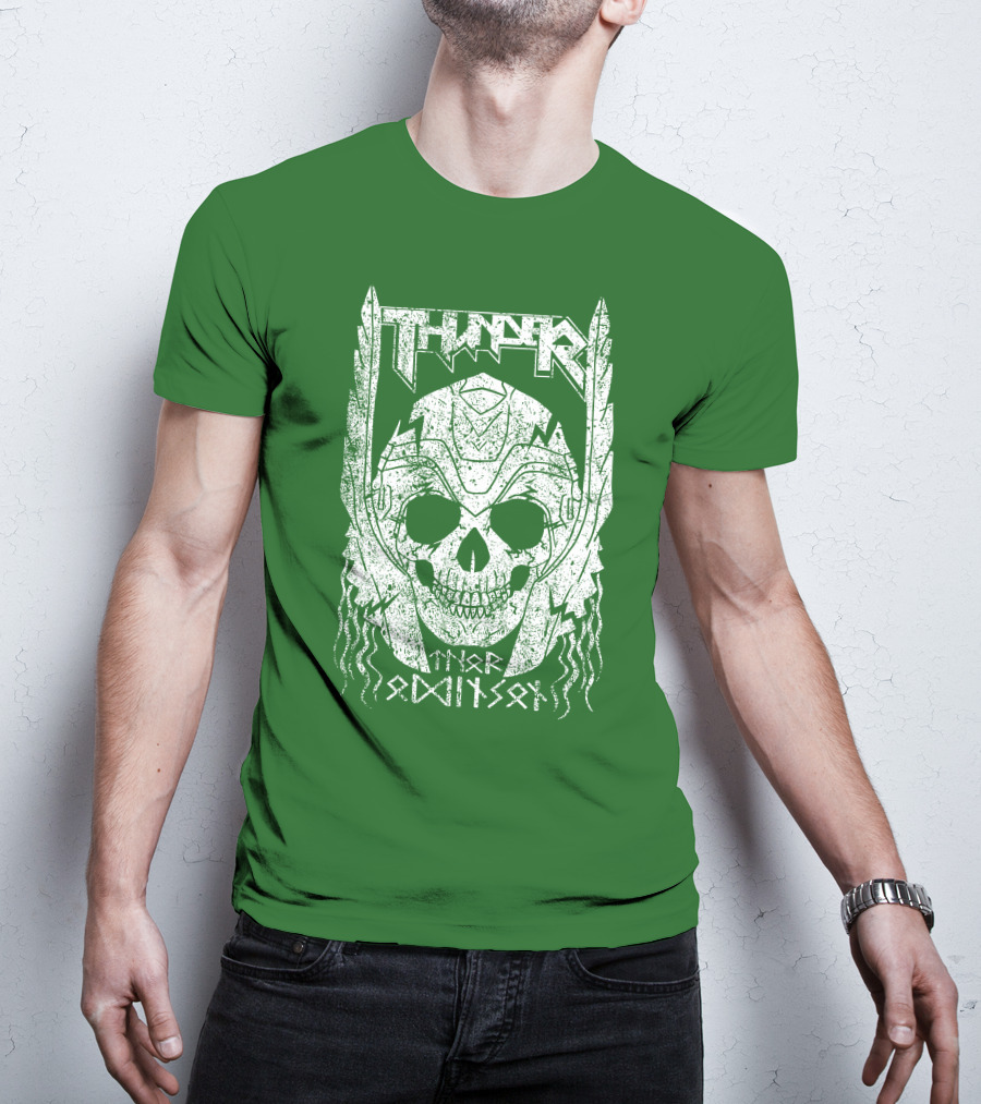 THUNDER Thor Odin Son Skull T-Shirt