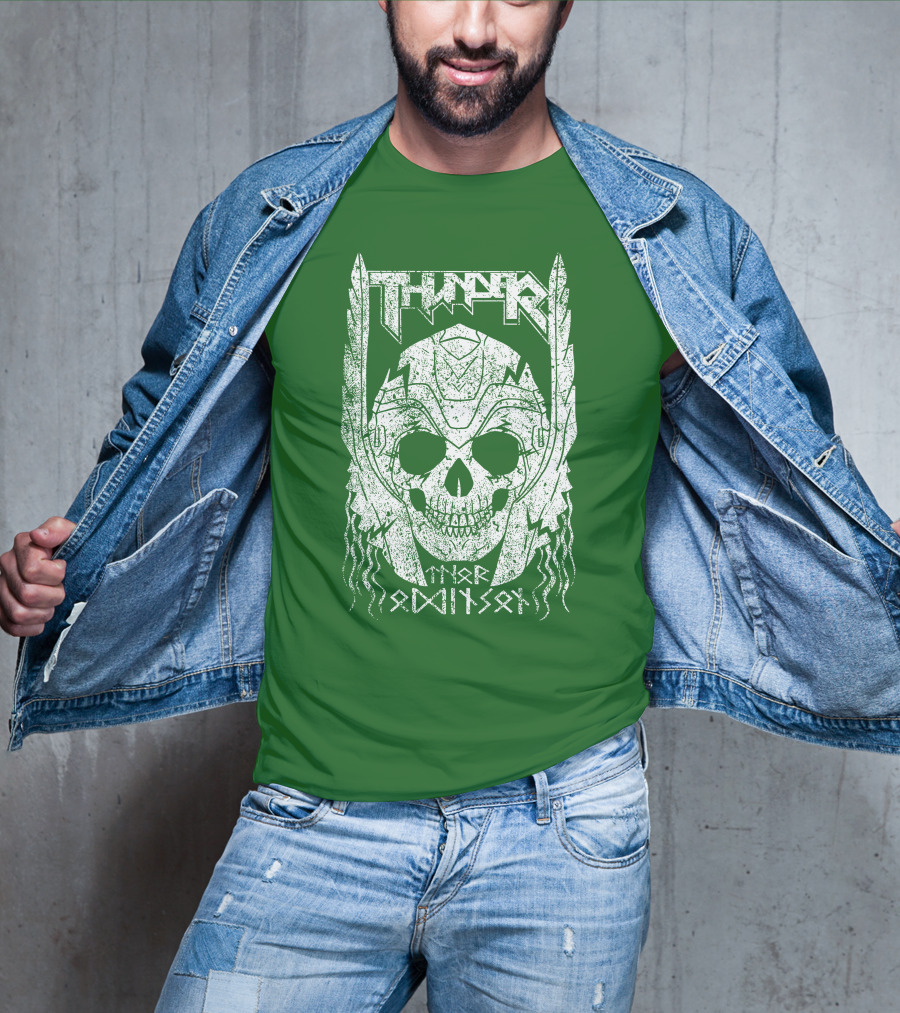 THUNDER Thor Odin Son Skull T-Shirt