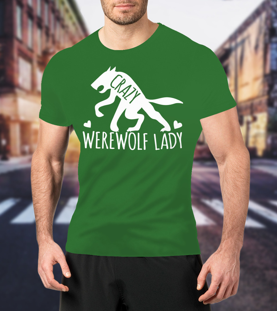 Crazy Werewolf Lady Hearts T-Shirt