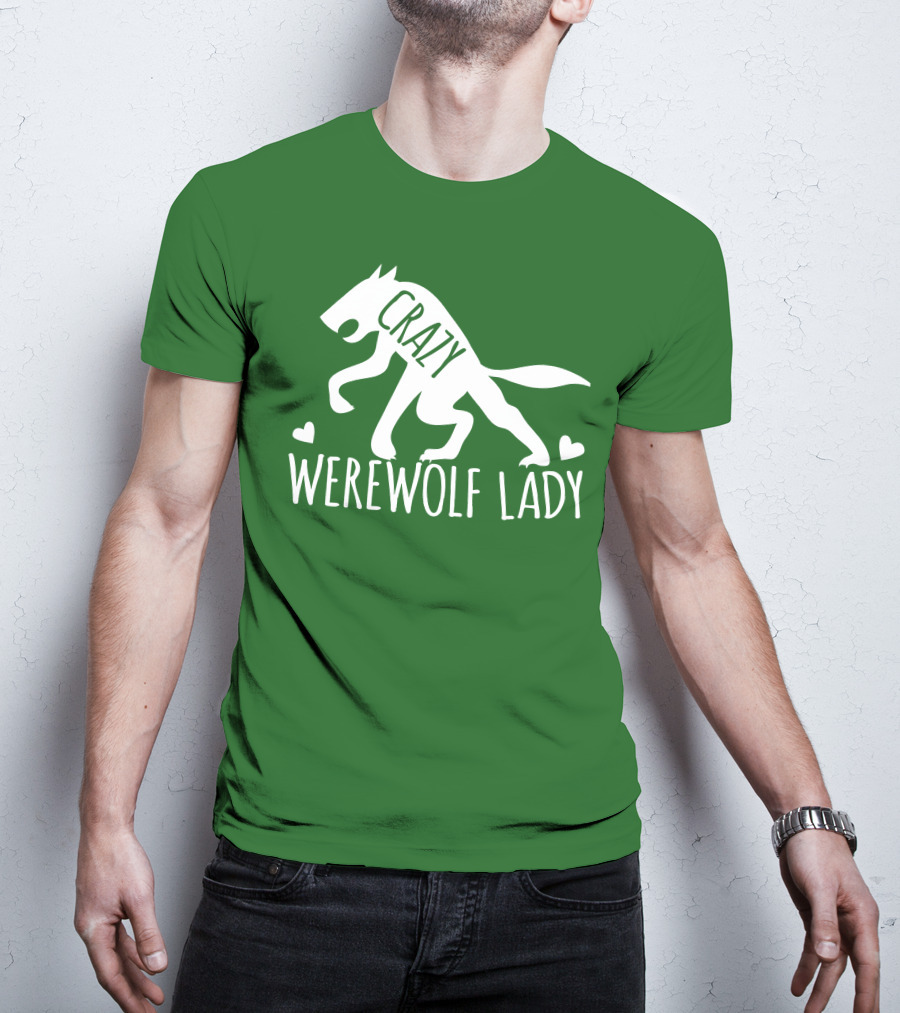 Crazy Werewolf Lady Hearts T-Shirt