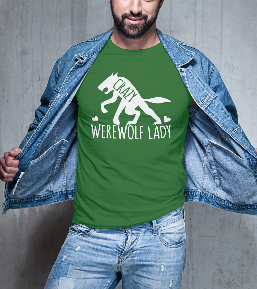 Crazy Werewolf Lady Hearts T-Shirt