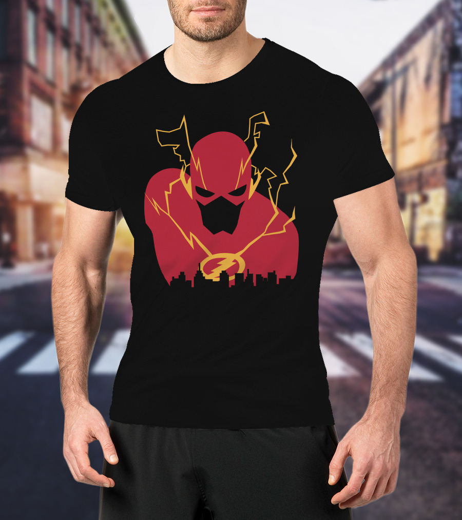 I Protect This City Flash Inspired Lightning Hero Skyline T-Shirt