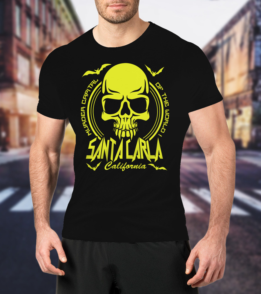 Santa Carla California Murder Capital Of The World Skull Bats T-Shirt