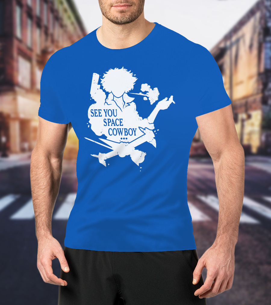 SEE YOU SPACE COWBOY Spike Silhouette Smoking Scene T-Shirt