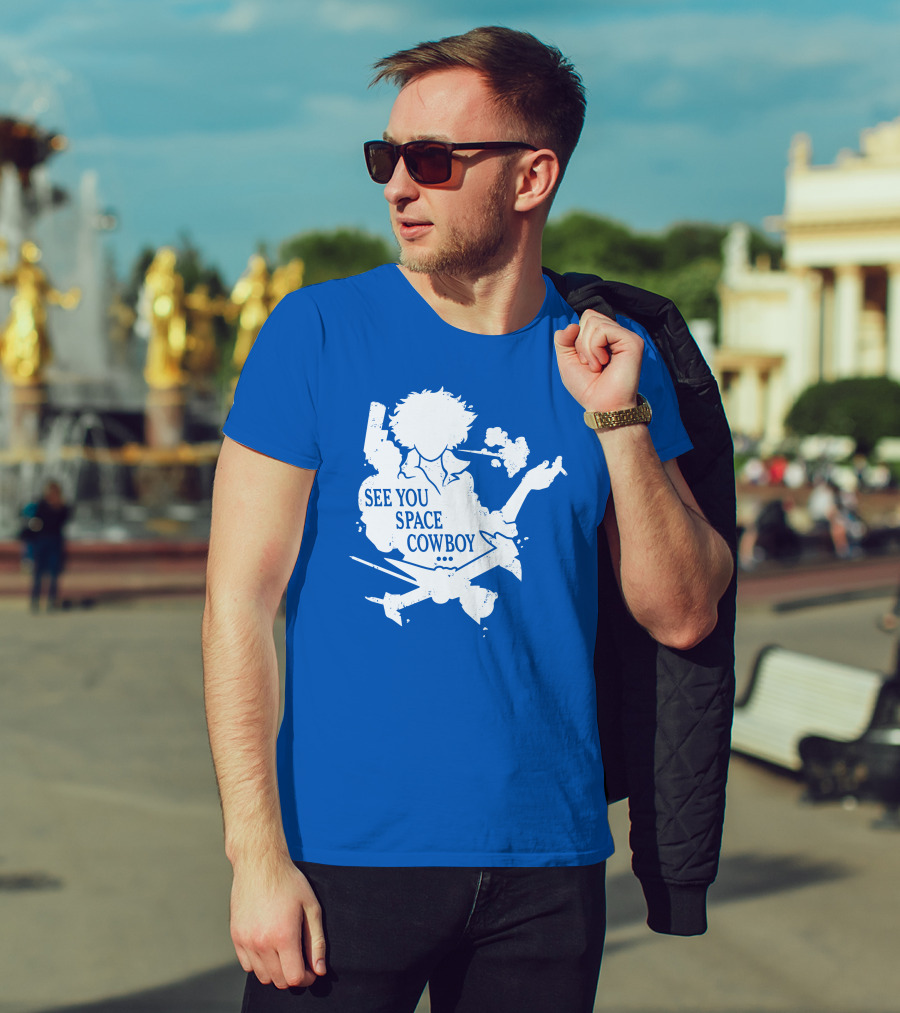 SEE YOU SPACE COWBOY Spike Silhouette Smoking Scene T-Shirt
