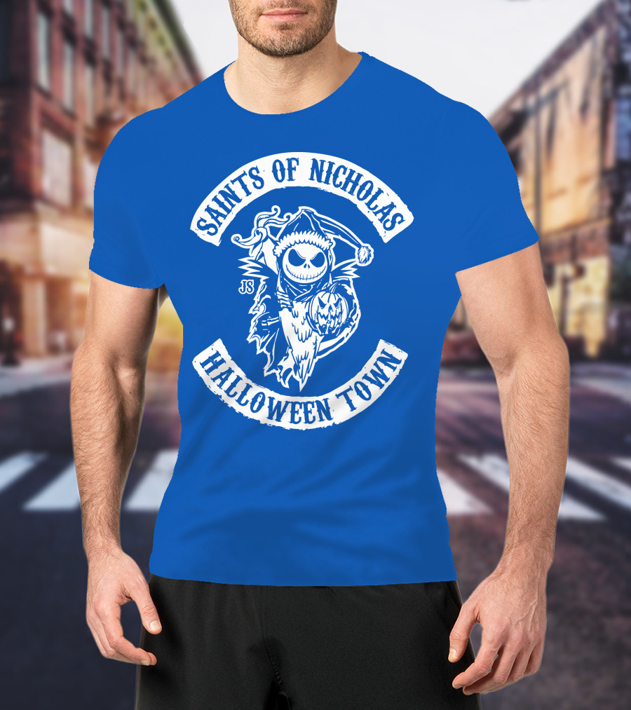 Saints Of Nicholas Halloween Town Jack Skellington Santa Crossover T-Shirt