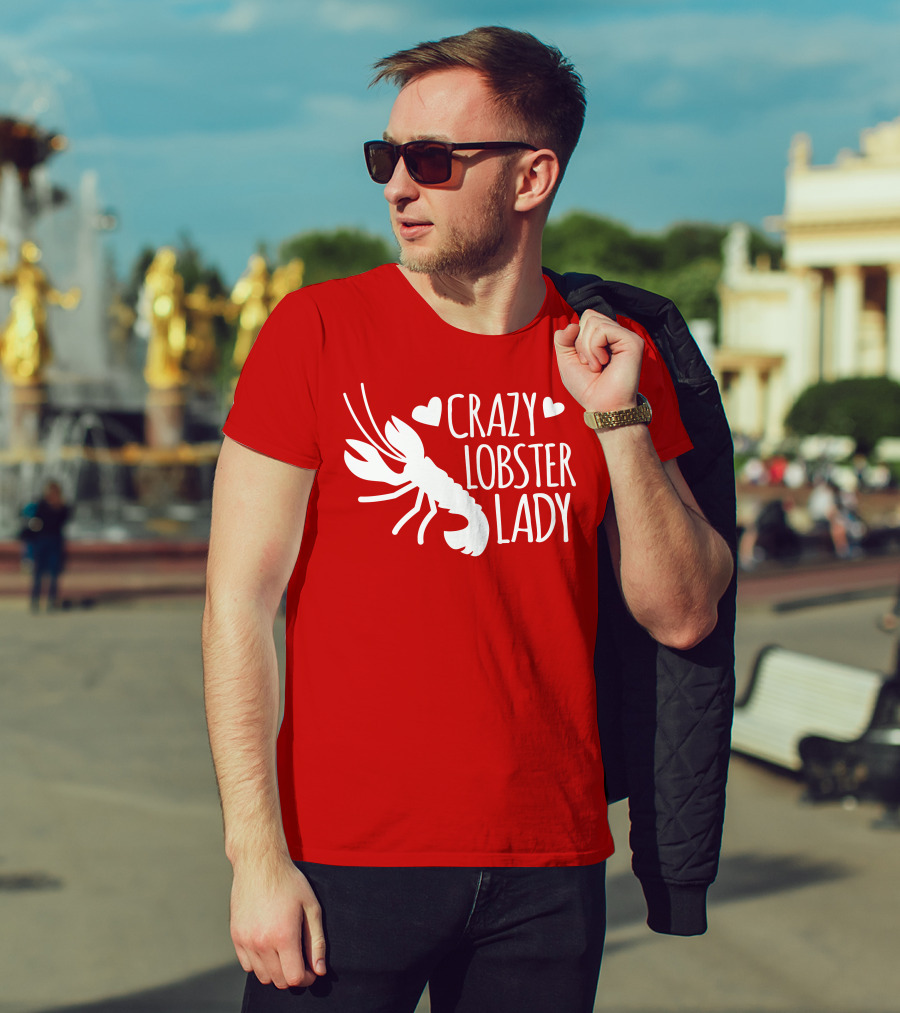 Crazy Lobster Lady With Hearts T-Shirt