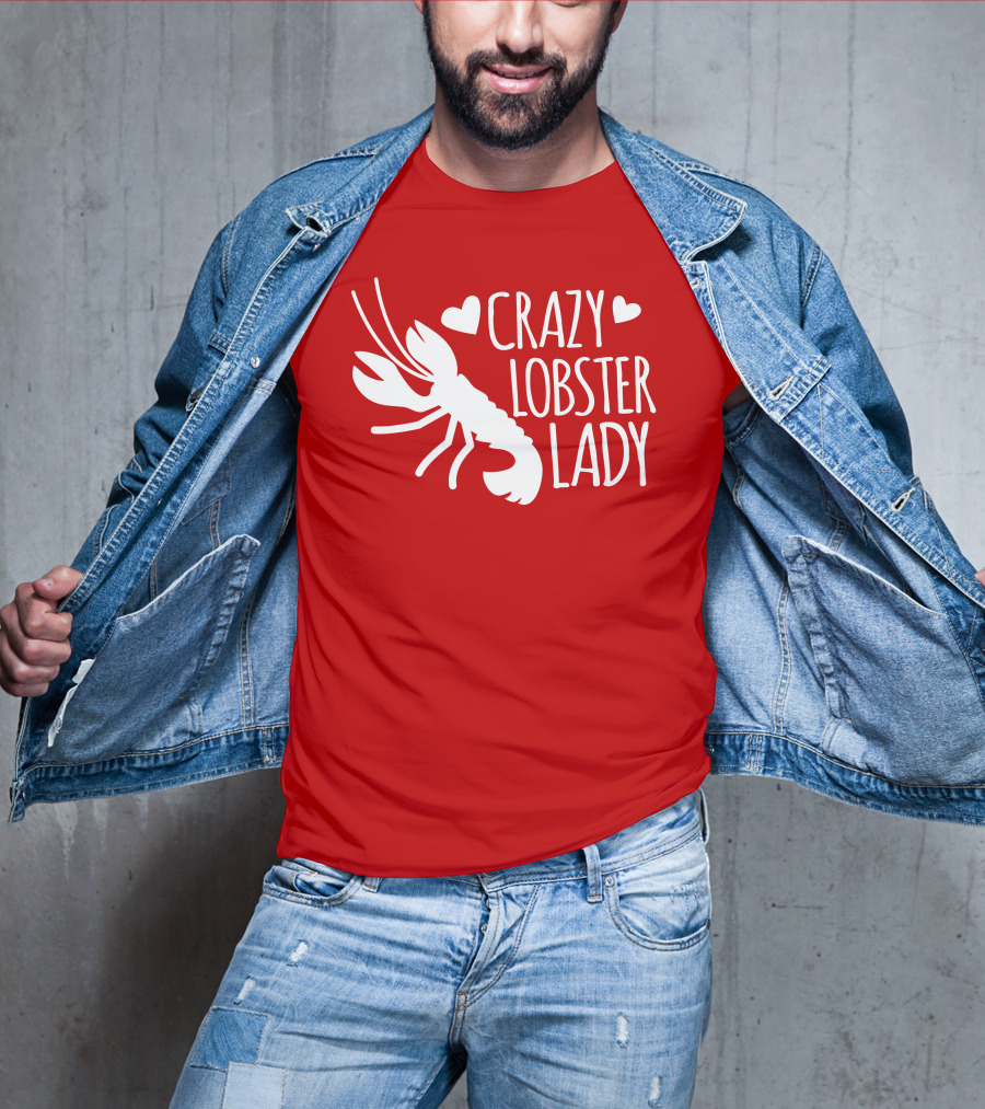 Crazy Lobster Lady With Hearts T-Shirt