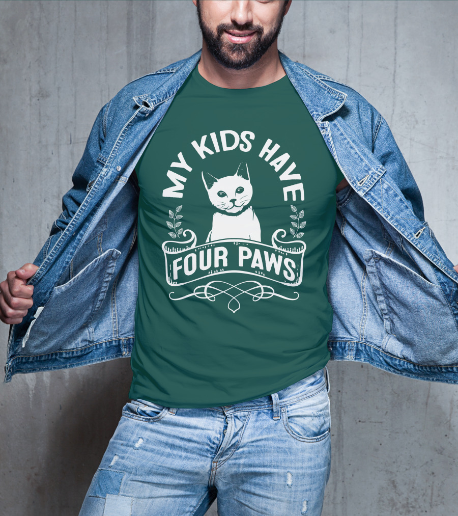 My Kids Have Four Paws Cat T-Shirt