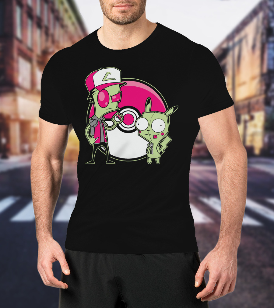 Invader Zim Gir Pikachu Pokemon Trainer Mashup T-Shirt