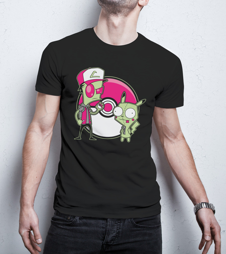 Invader Zim Gir Pikachu Pokemon Trainer Mashup T-Shirt
