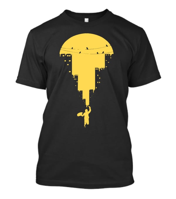 Paint It Orange Dripping Skyline With Birds T-Shirt