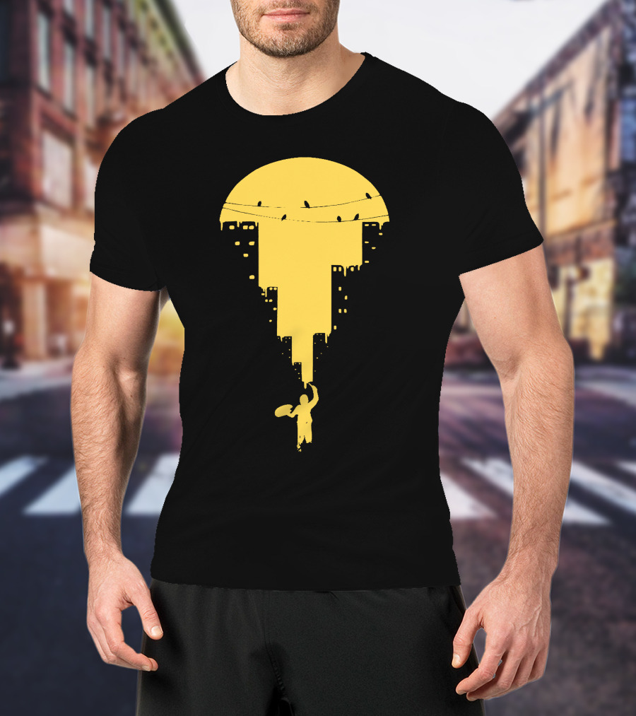 Paint It Orange Dripping Skyline With Birds T-Shirt