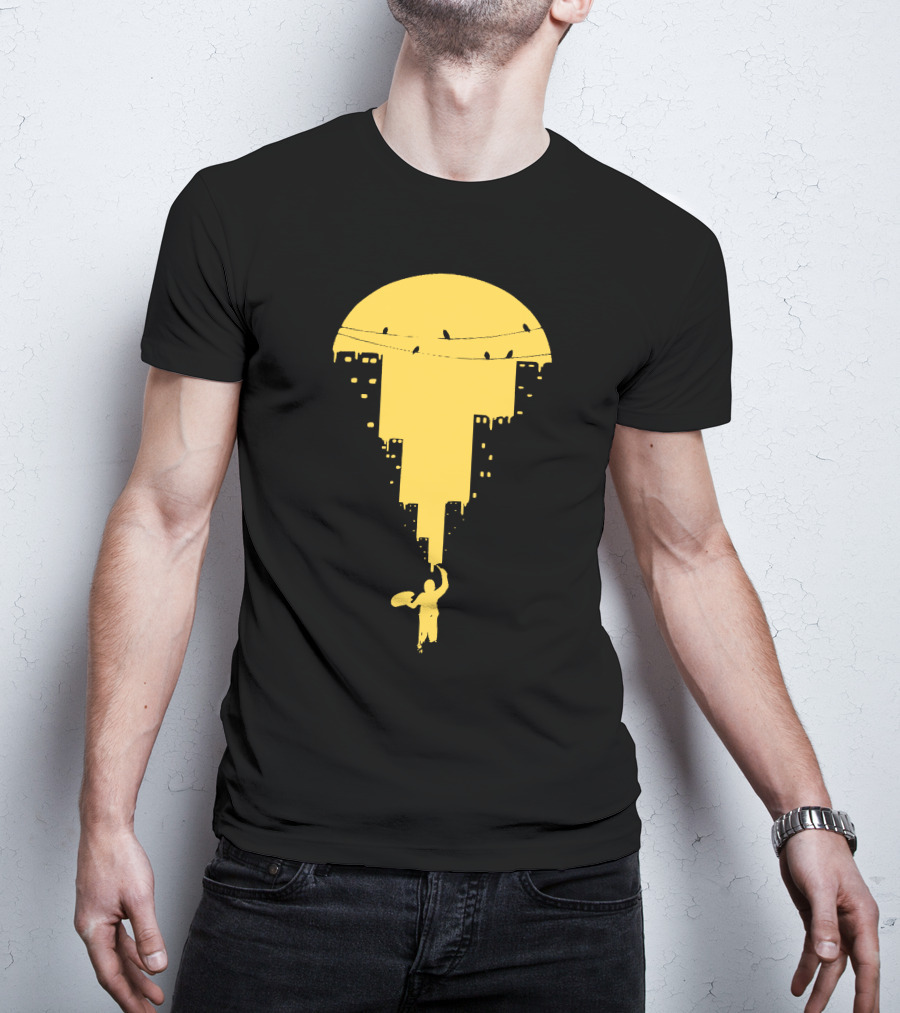 Paint It Orange Dripping Skyline With Birds T-Shirt