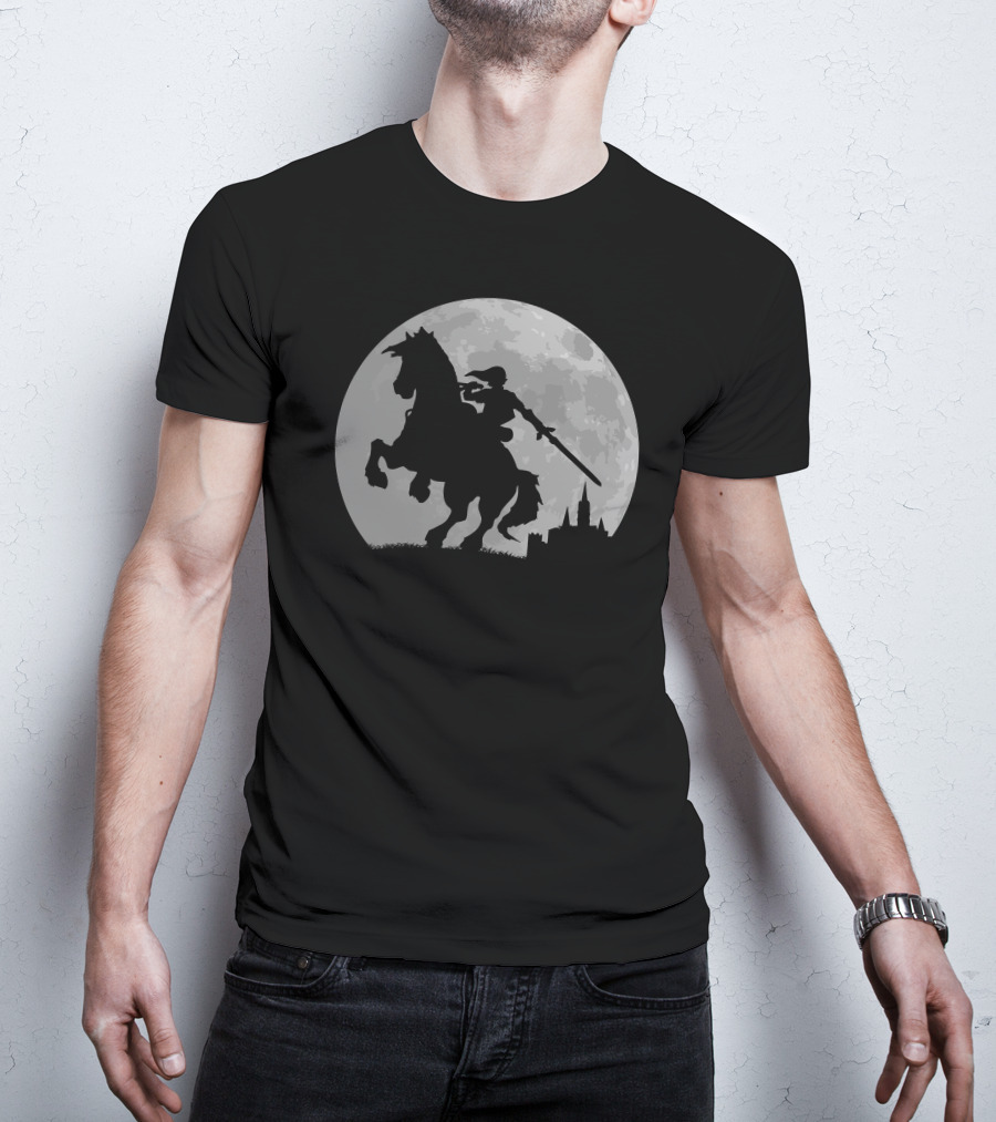 Moonlight Ride Shadow Knight Under Full Moon T-Shirt