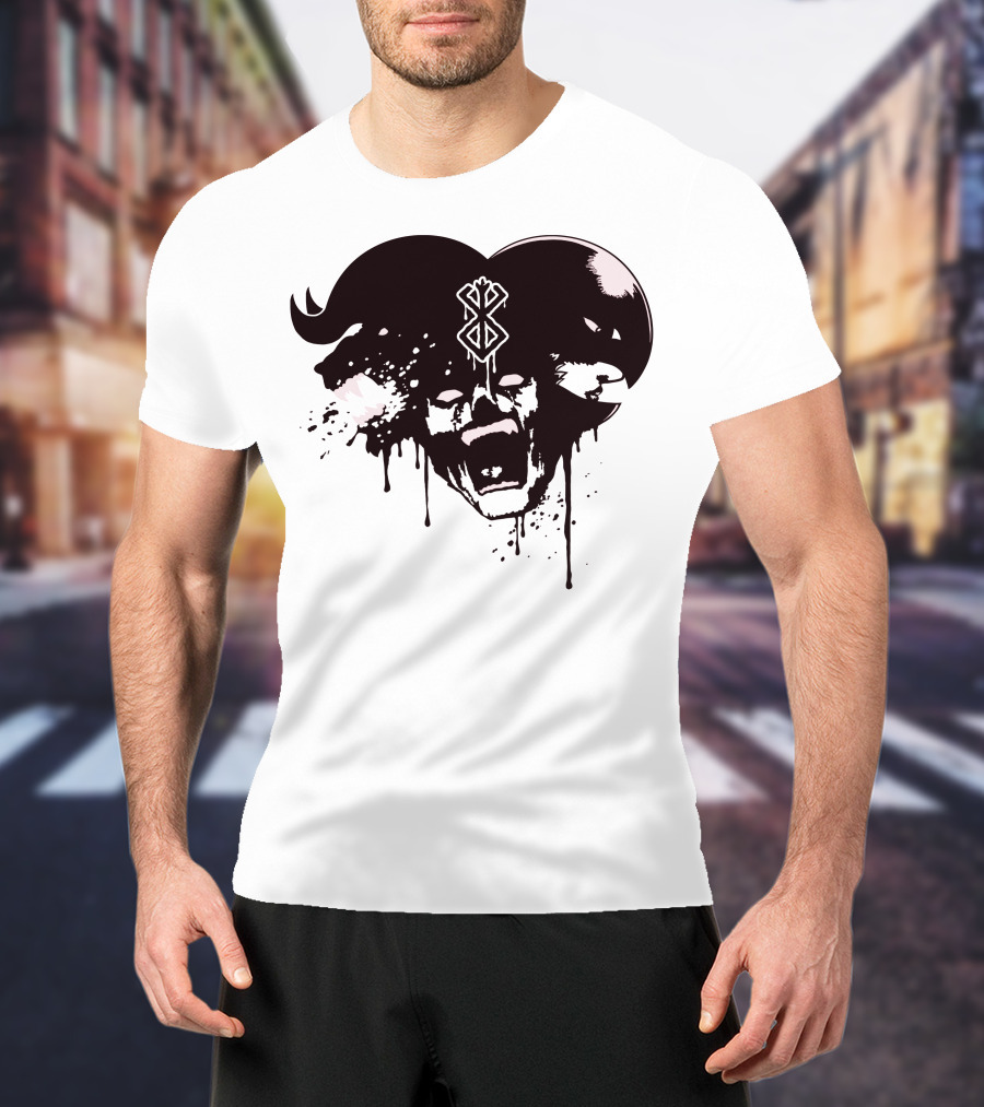 HELL DEMON Scream Symbol Dripping Horns T-Shirt