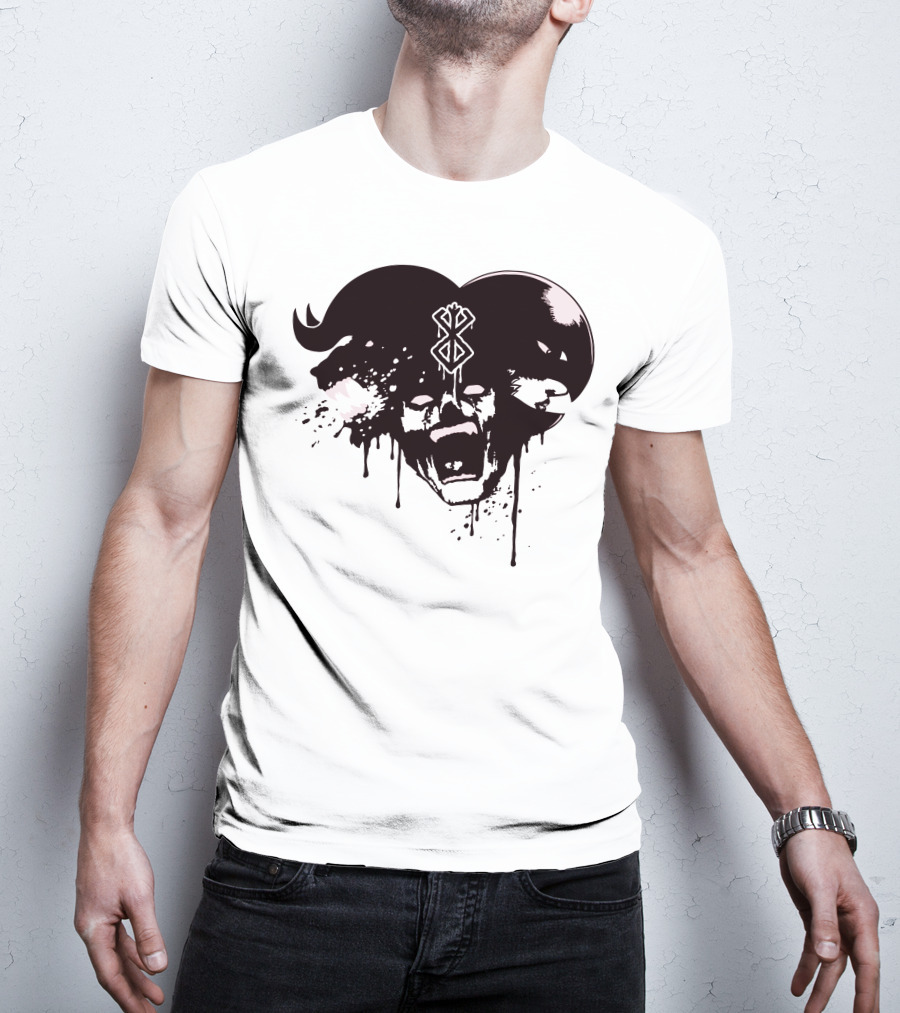 HELL DEMON Scream Symbol Dripping Horns T-Shirt